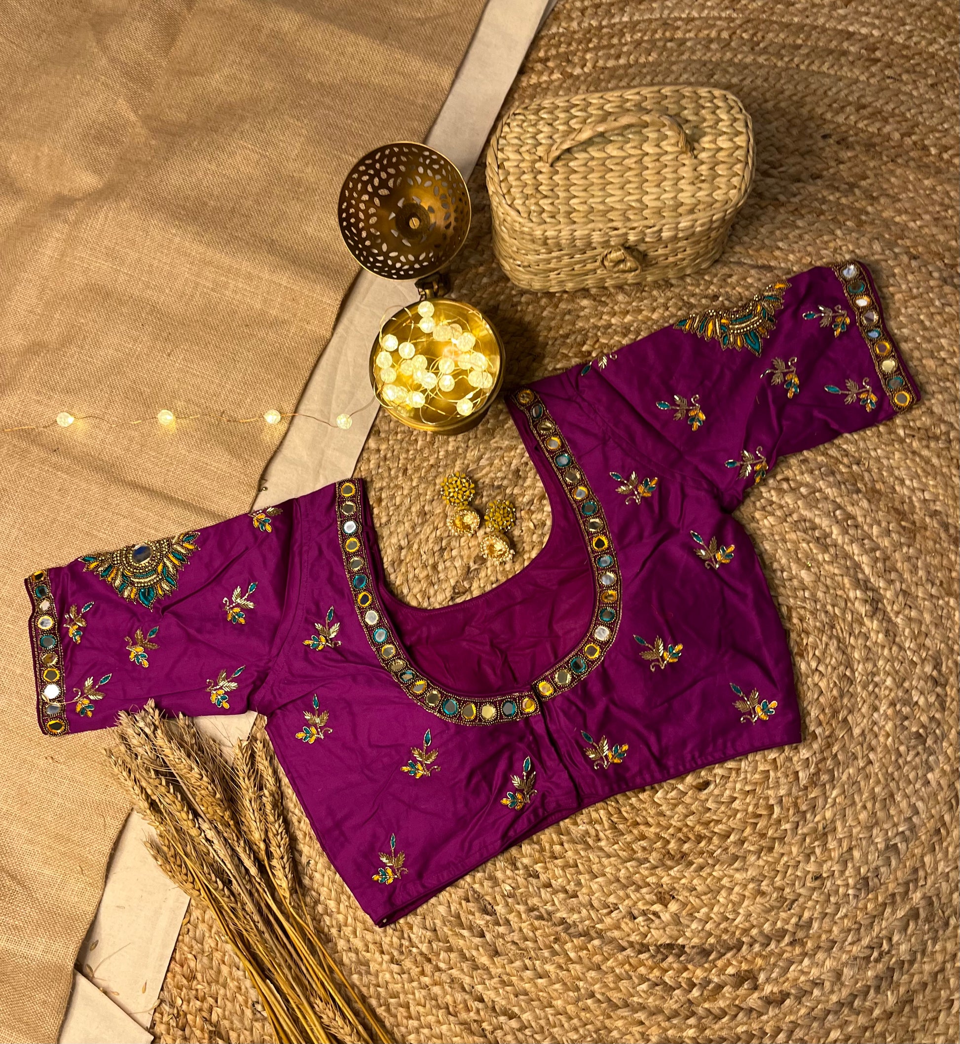Royal Purple Threadwork and Zardosi Blouse - WEVOW