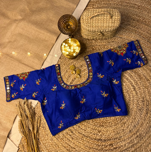 Midnight Blue Embroidered Blouse - WEVOW