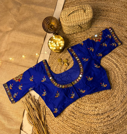 Midnight Blue Embroidered Blouse - WEVOW