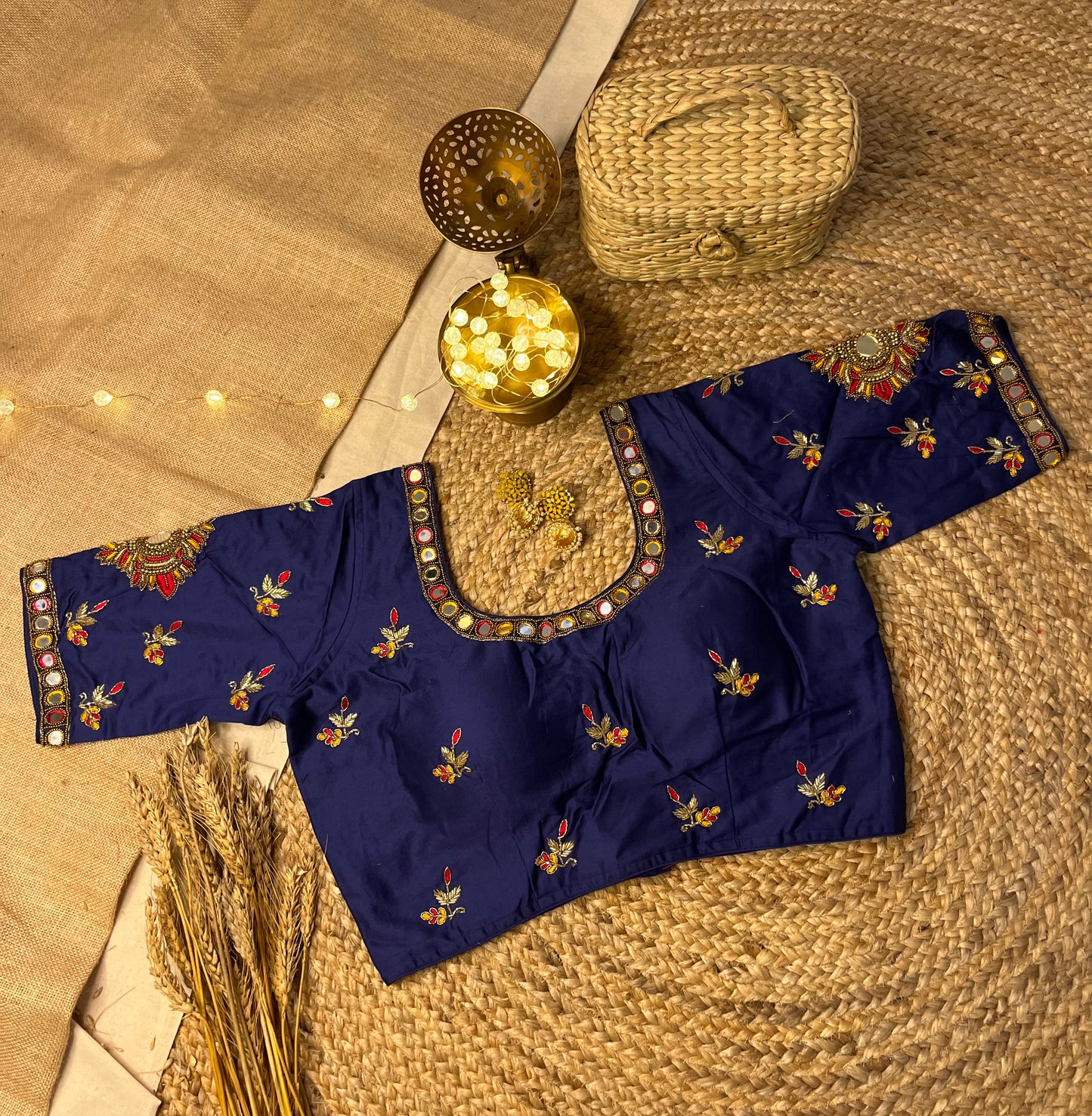 Navy Royale Embroidered Blouse - WEVOW