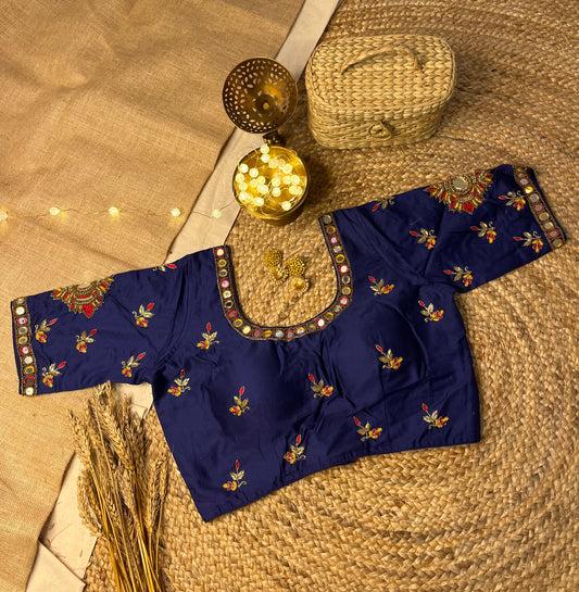 Navy Royale Embroidered Blouse - WEVOW