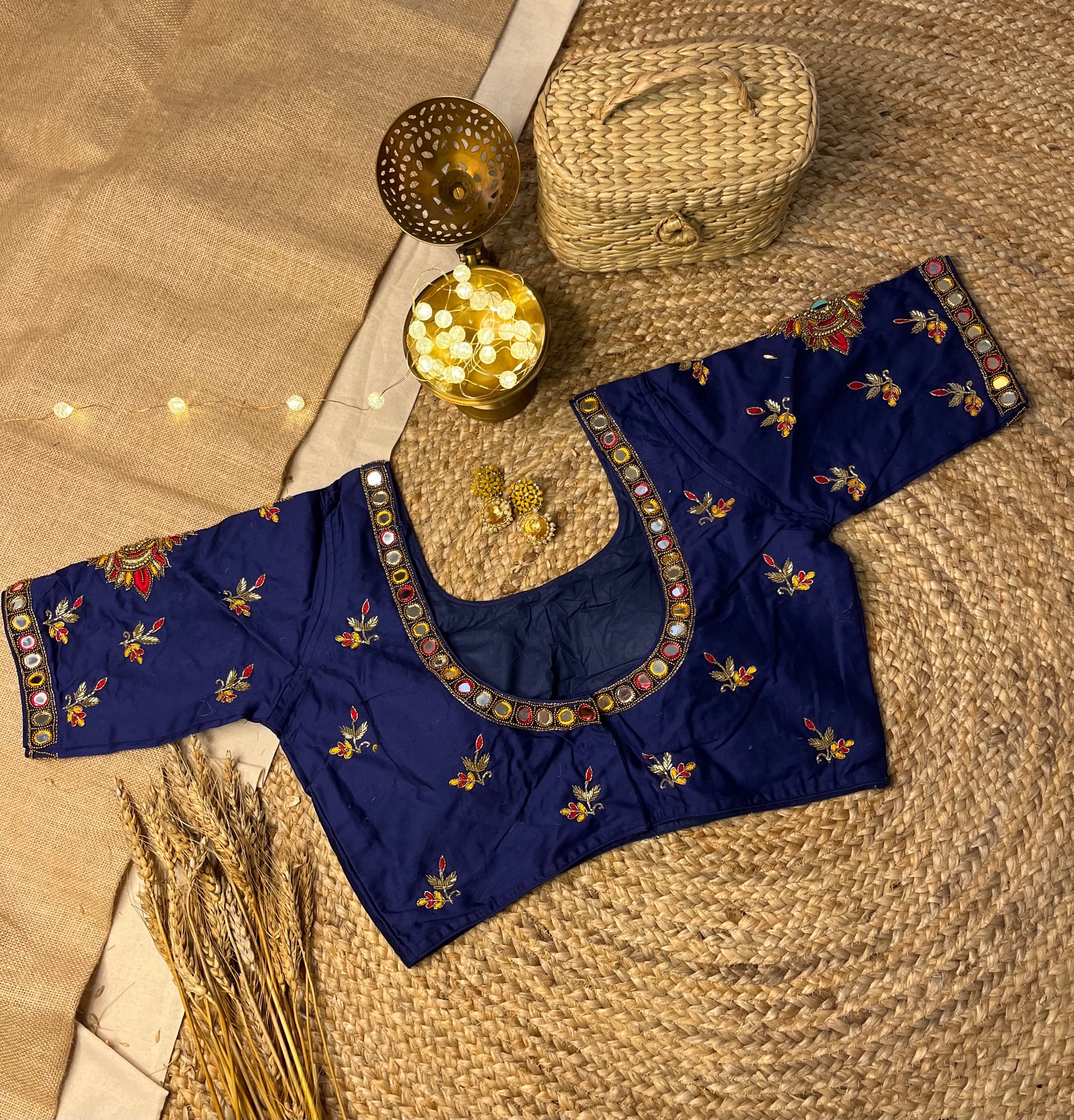 Navy Royale Embroidered Blouse - WEVOW