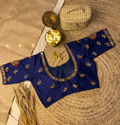 Navy Royale Embroidered Blouse - WEVOW