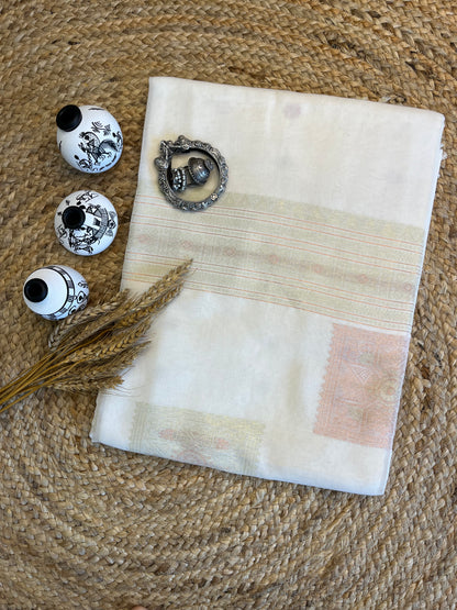 Golden Grace Handwoven Tant Saree - WEVOW
