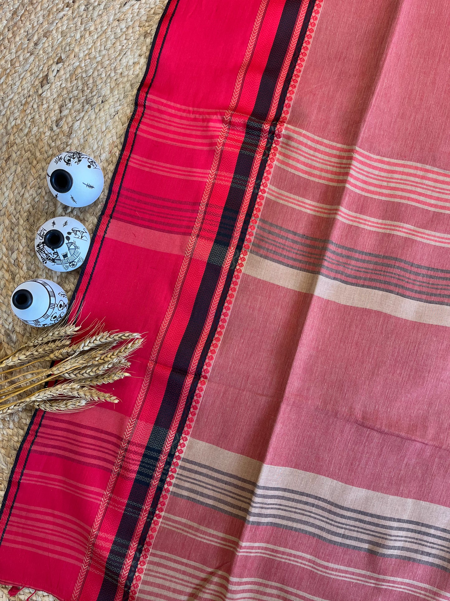 Scarlet Serenity Cotton Saree - WEVOW