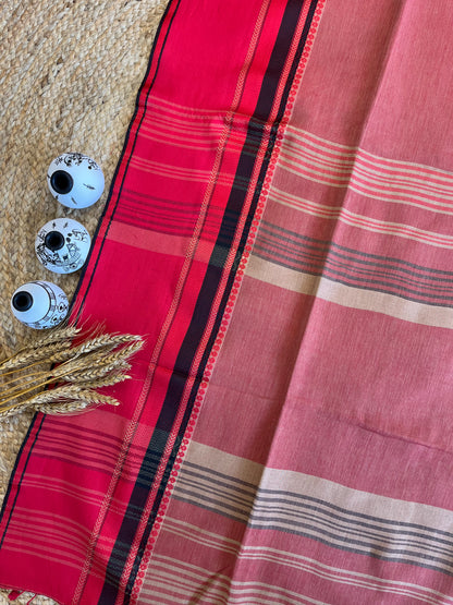 Scarlet Serenity Cotton Saree - WEVOW