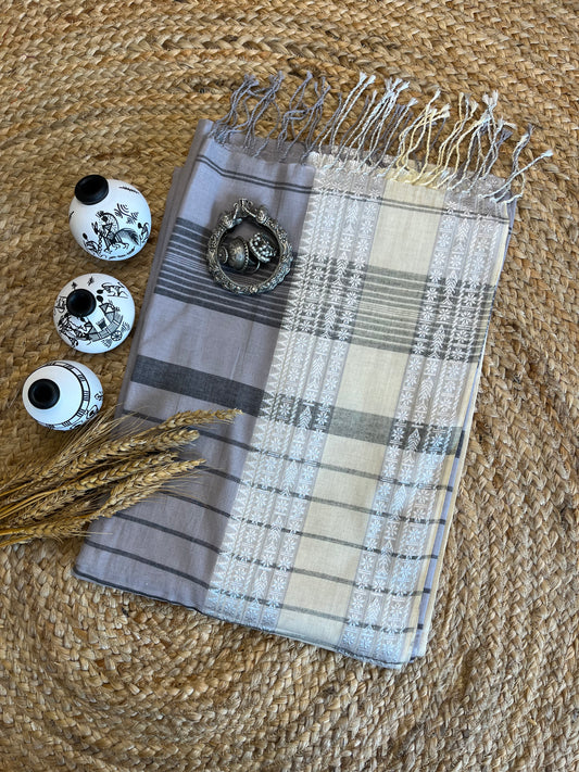 Neutral Elegance Cotton Saree - WEVOW