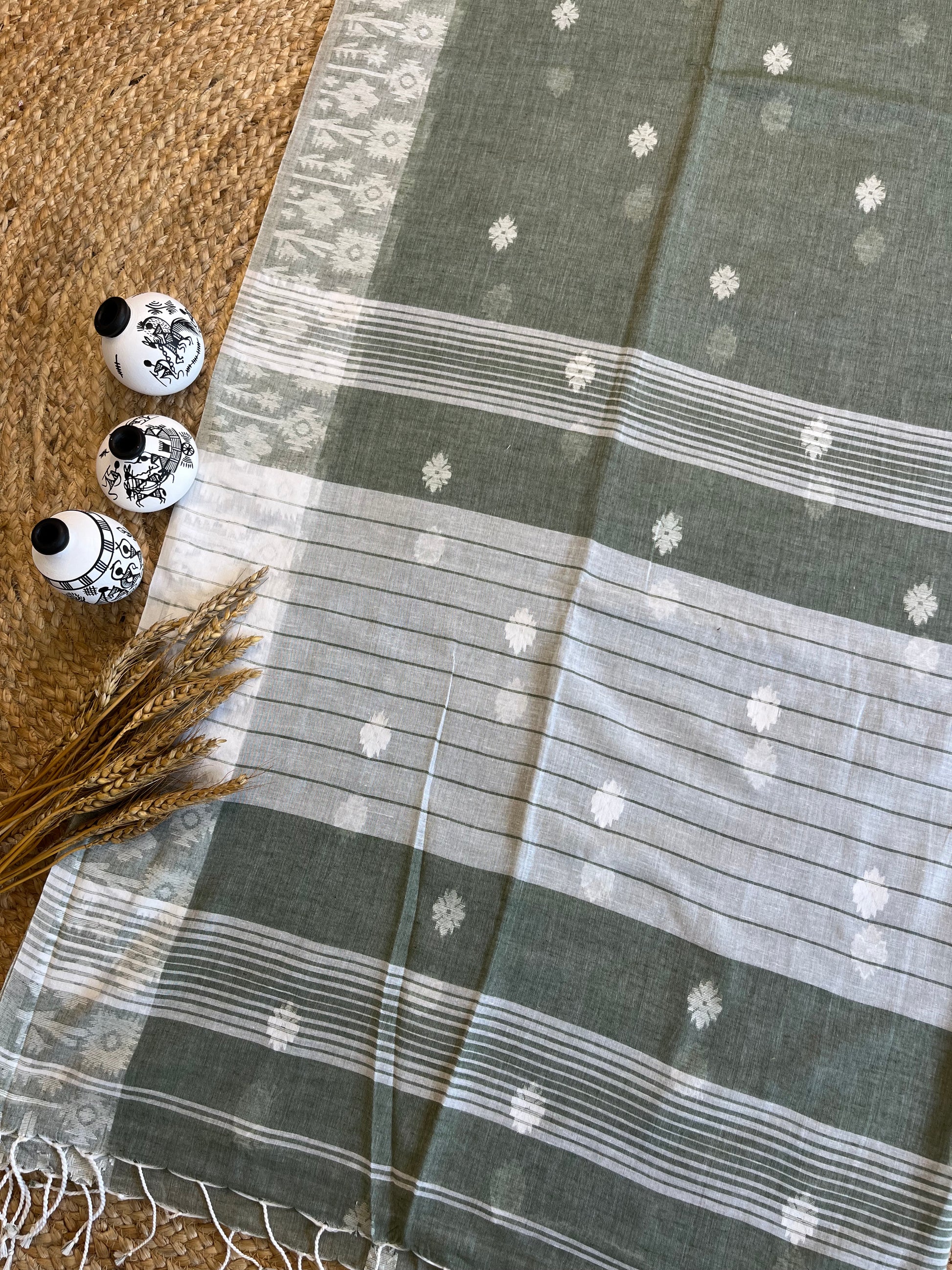 Whispering Ash Cotton Saree - WEVOW