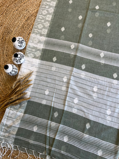 Whispering Ash Cotton Saree - WEVOW