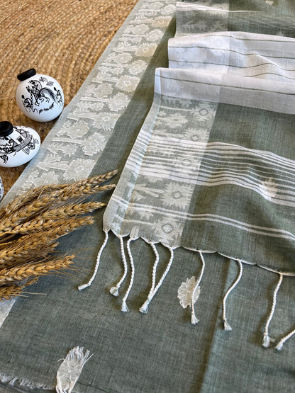 Whispering Ash Cotton Saree - WEVOW