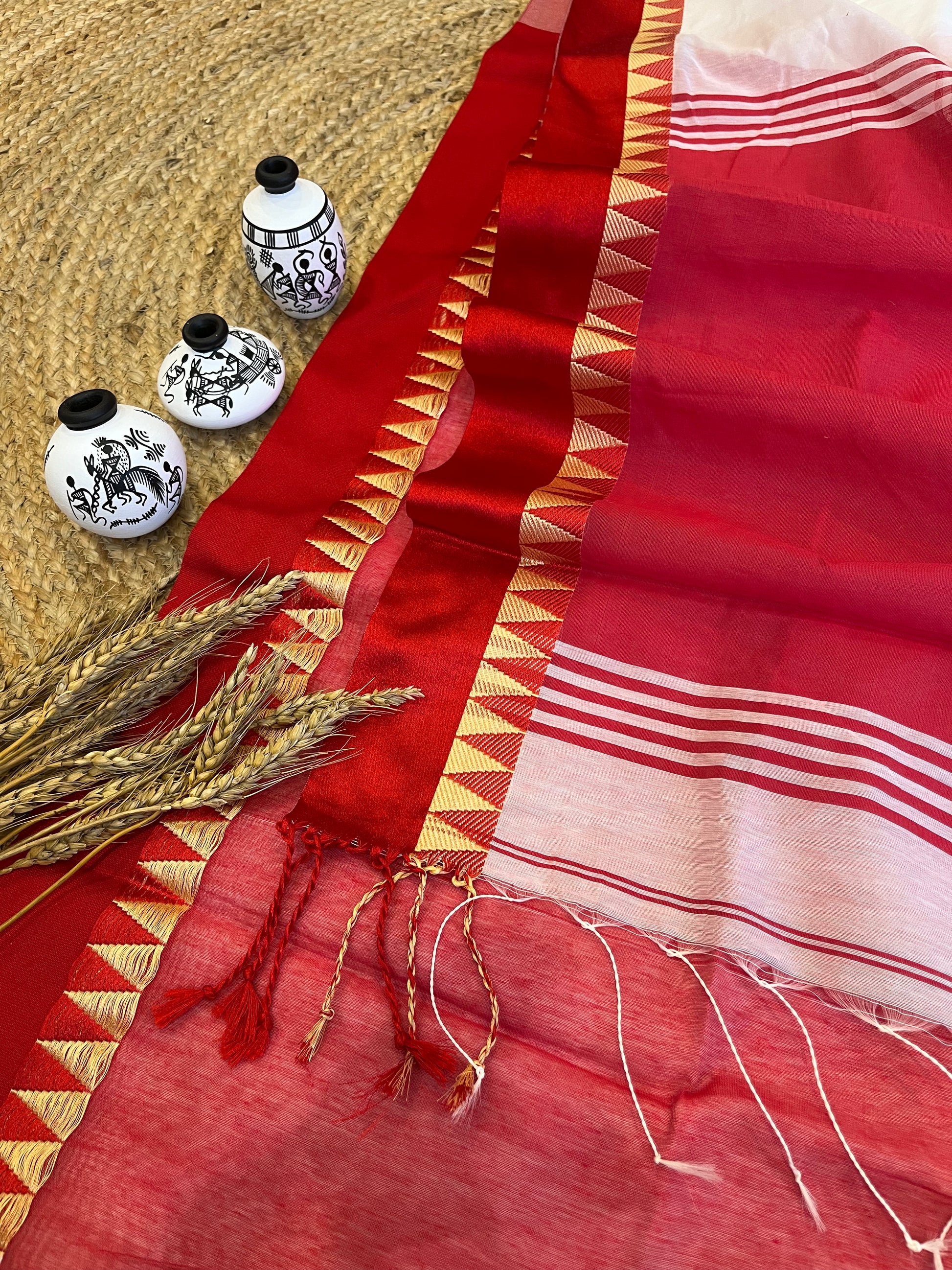 Festive Fiesta Linen Jamdani Saree - WEVOW
