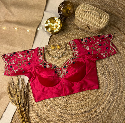 Elegant Handcrafted Pink Bridal Blouse - WEVOW