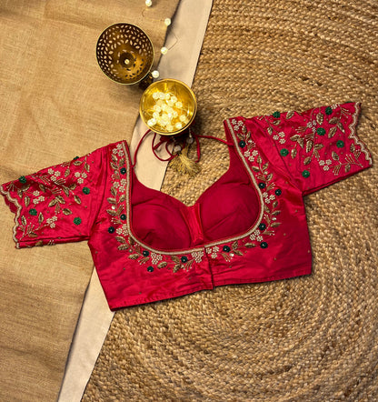 Elegant Handcrafted Pink Bridal Blouse - WEVOW