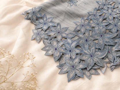 Powder Blue Tussar Cut Work Saree