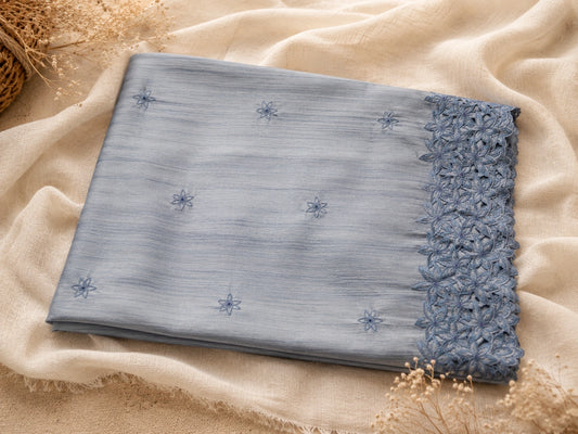 Powder Blue Tussar Cut Work Saree