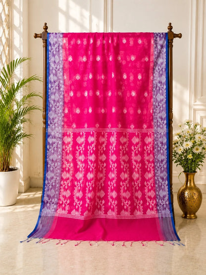 Pink Muslin Jamdani Saree image 3