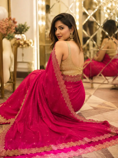 Rani Pink Fandy Buta Saree image 2