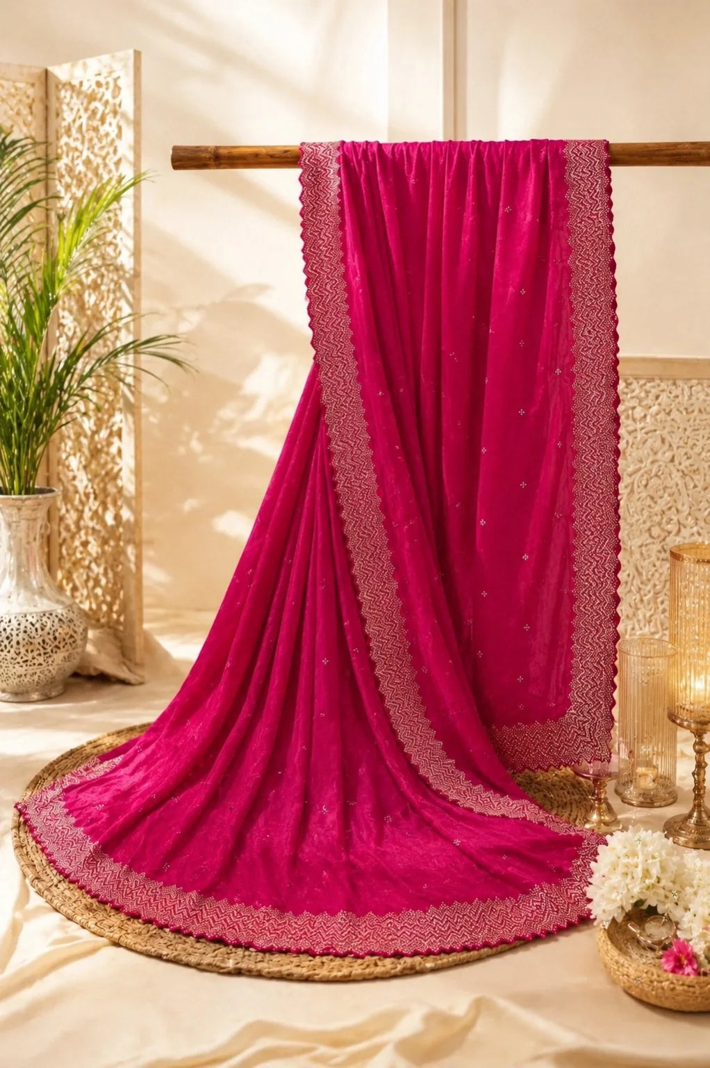 Rani Pink Fandy Buta Saree image 3