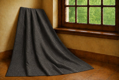 Charcoal Black Georgette Chikankari Saree with Tonal Paisley Embroidery