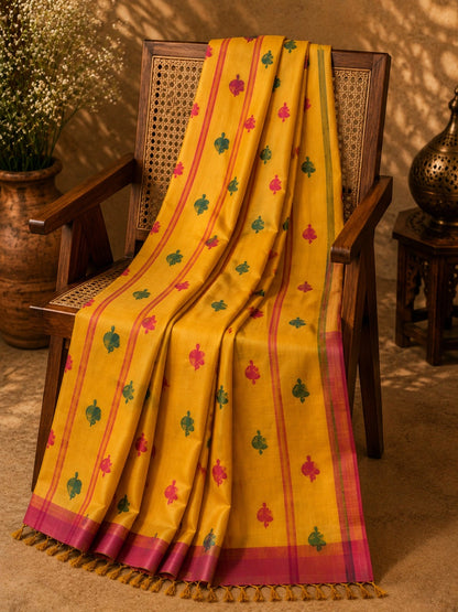 Traditional Pink Cotton Saree with Teal Jamdani Design