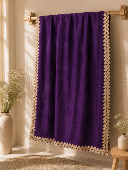 Deep Purple Jimmy Choo Saree with Golden Leaf Embellished Border