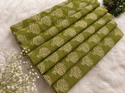 Olive Green Kota Dori Hand Block Print Saree