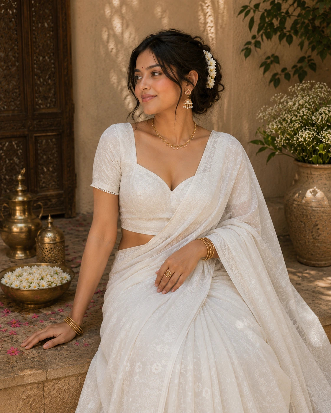 White Jamdani